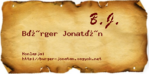 Bürger Jonatán névjegykártya
